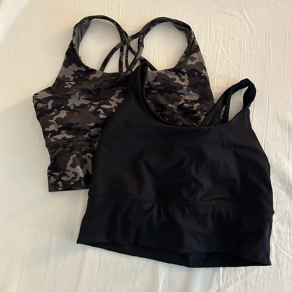 2 CRZ yoga bra camo and black size large